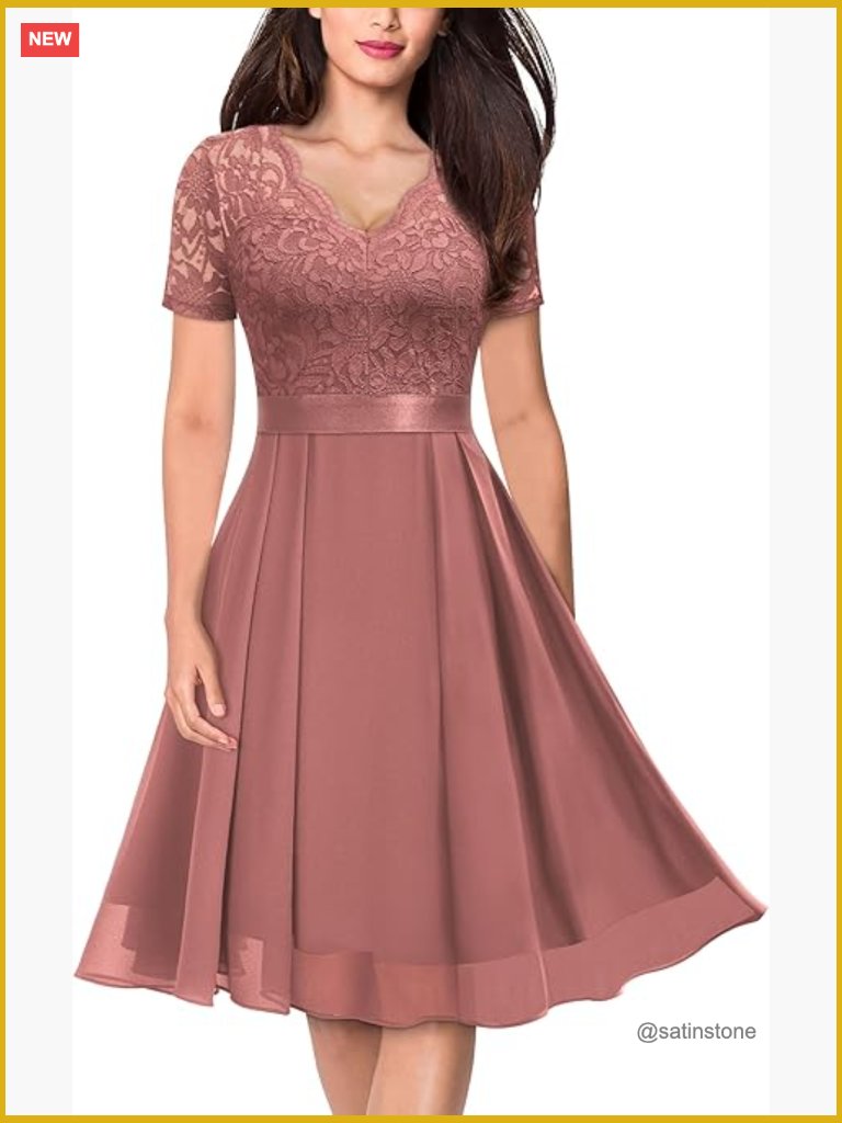 V-Neck Floral Lace Chiffon Prom Party Dress